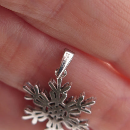 Jacmel Mauritius & Disney 925 Sterling Silver C Z Snowflake Charm Pendant