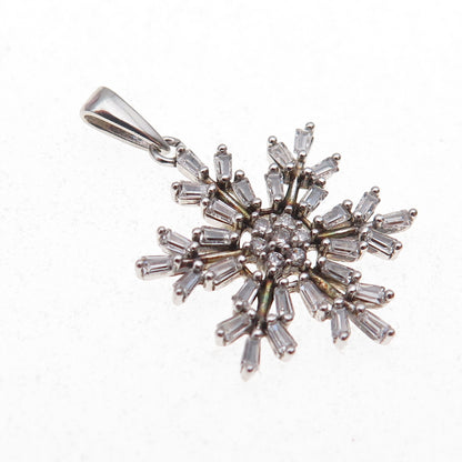 Jacmel Mauritius & Disney 925 Sterling Silver C Z Snowflake Charm Pendant