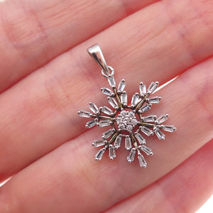 Jacmel Mauritius & Disney 925 Sterling Silver C Z Snowflake Charm Pendant