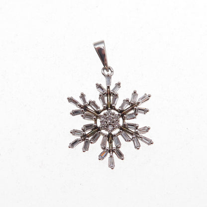Jacmel Mauritius & Disney 925 Sterling Silver C Z Snowflake Charm Pendant