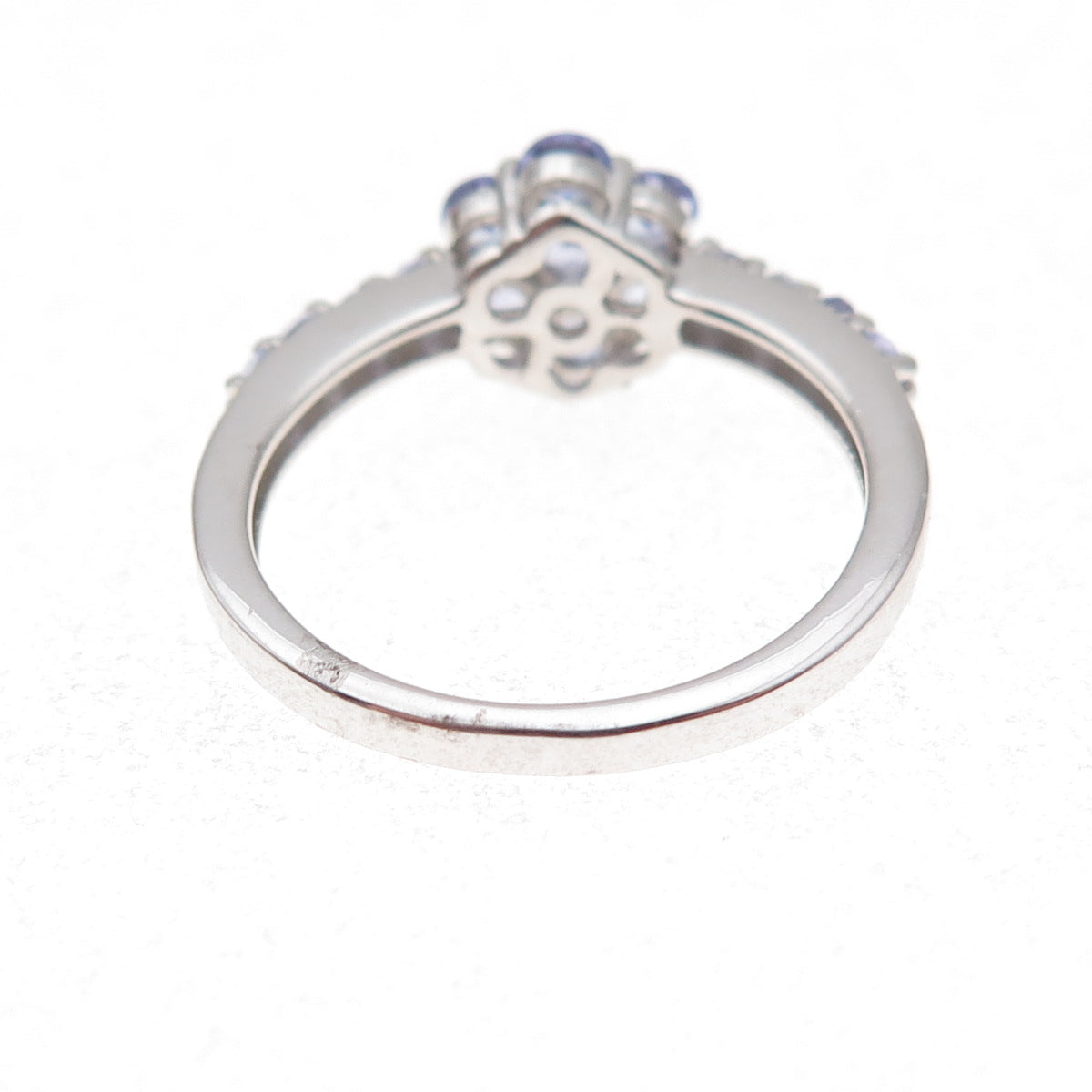 Chuck Clemency Sterling Silver Real Round-Cut Tanzanite Floral Ring Size 8.25