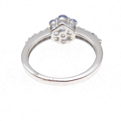 Chuck Clemency Sterling Silver Real Round-Cut Tanzanite Floral Ring Size 8.25