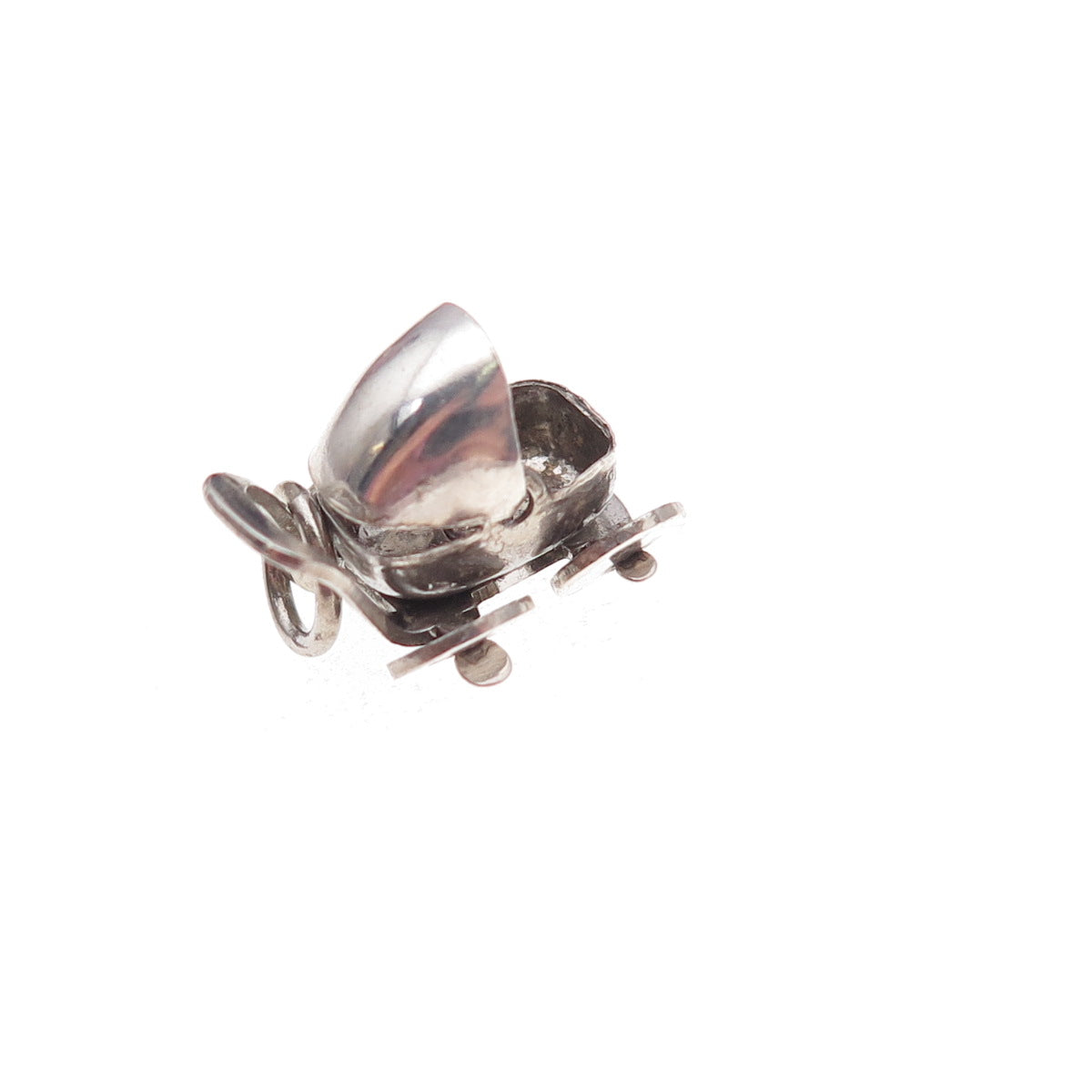 925 Sterling Silver Antique Art Deco Baby Stroller Movable 3D Charm Pendant