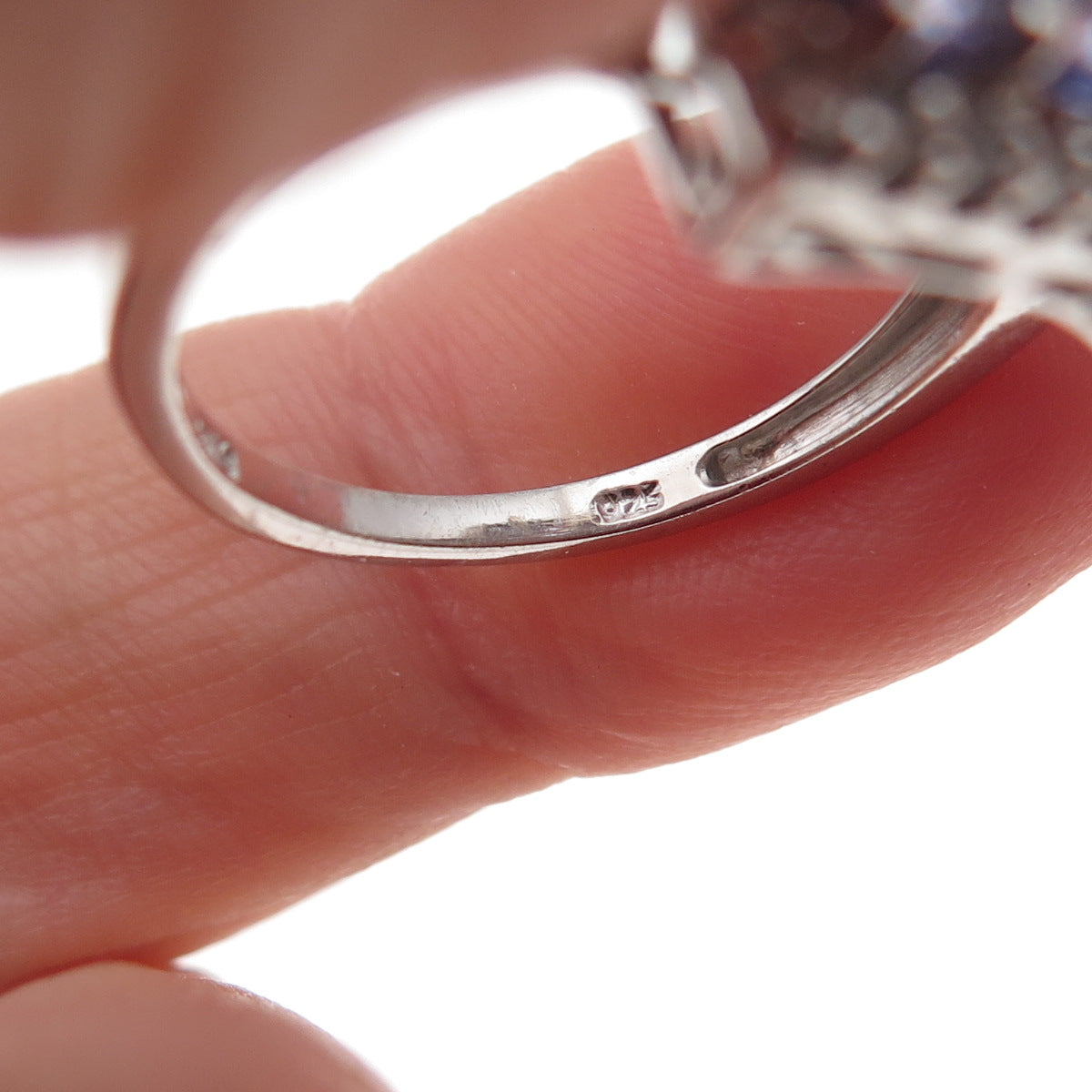 Chuck Clemency 925 Sterling Silver Real Tanzanite & White Topaz Ring Size 8