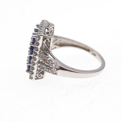 Chuck Clemency 925 Sterling Silver Real Tanzanite & White Topaz Ring Size 8