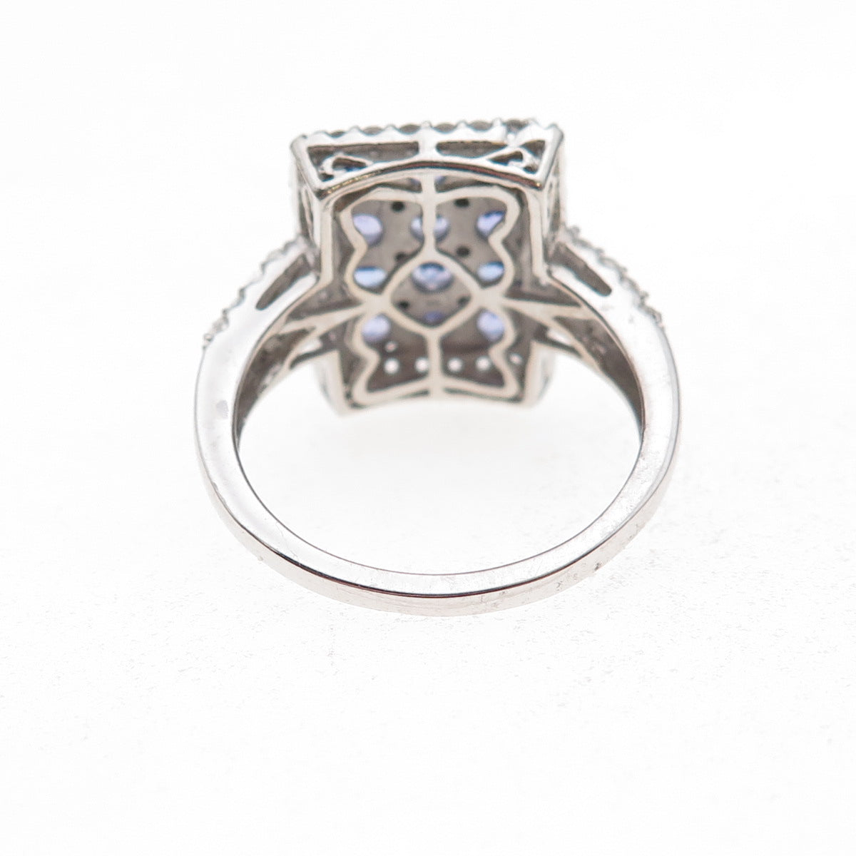 Chuck Clemency 925 Sterling Silver Real Tanzanite & White Topaz Ring Size 8