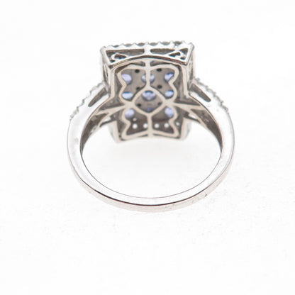 Chuck Clemency 925 Sterling Silver Real Tanzanite & White Topaz Ring Size 8