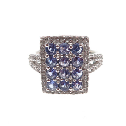 Chuck Clemency 925 Sterling Silver Real Tanzanite & White Topaz Ring Size 8