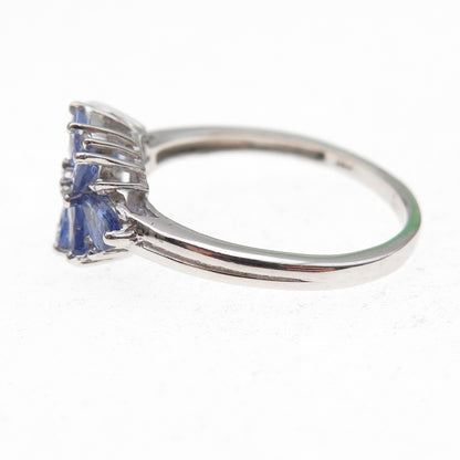 Chuck Clemency 925 Sterling Silver Real Multi-Cut Tanzanite Ring Size 8