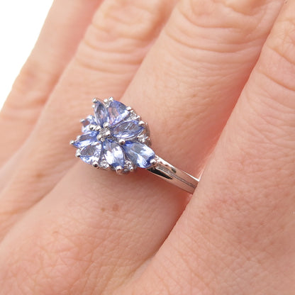 Chuck Clemency 925 Sterling Silver Real Multi-Cut Tanzanite Ring Size 8