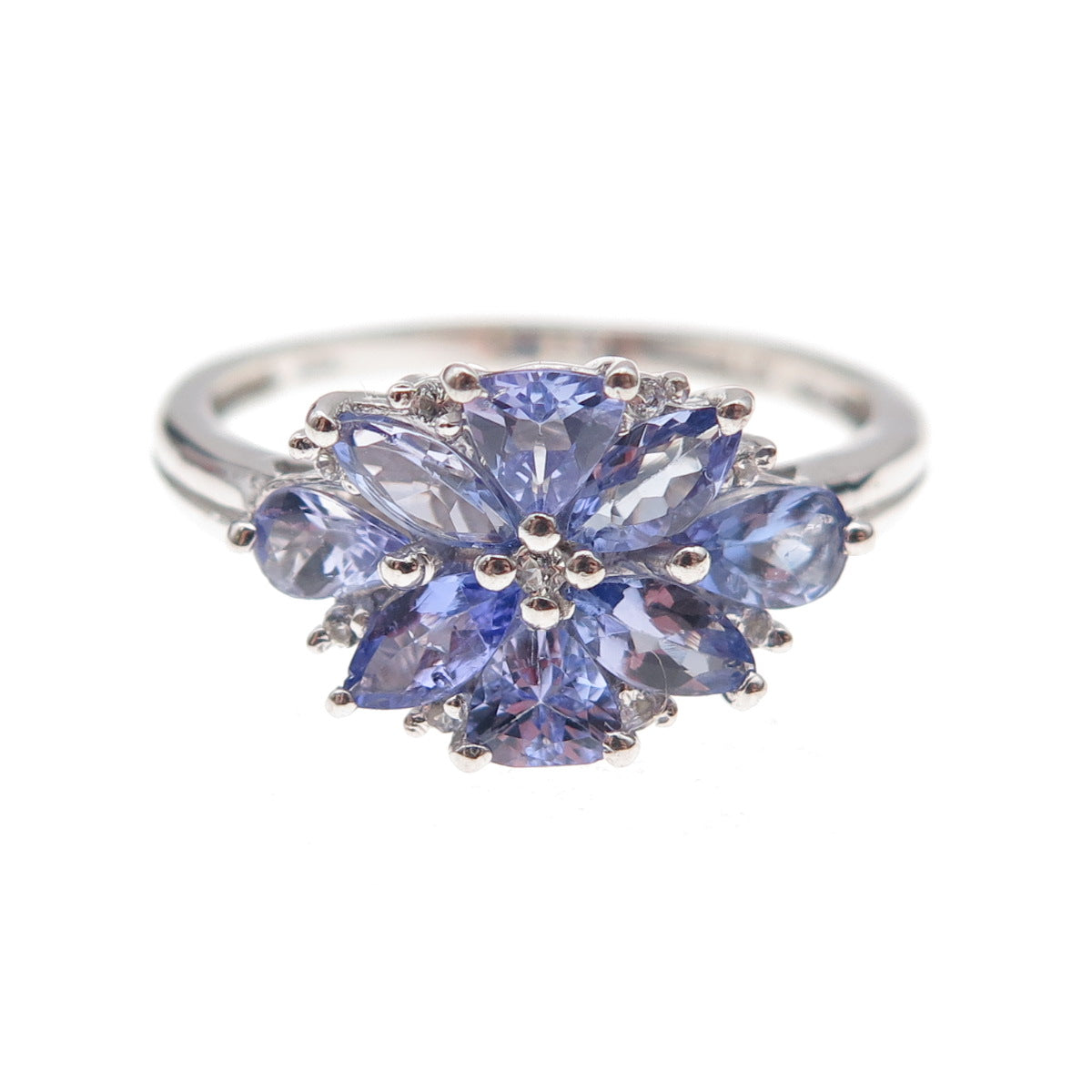 Chuck Clemency 925 Sterling Silver Real Multi-Cut Tanzanite Ring Size 8