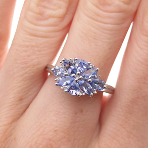 Chuck Clemency 925 Sterling Silver Real Multi-Cut Tanzanite Ring Size 8