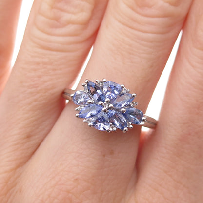 Chuck Clemency 925 Sterling Silver Real Multi-Cut Tanzanite Ring Size 8