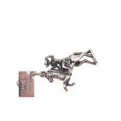 Bell Trading Post 925 Sterling Silver Vintage Rodeo Cowboy Spring Ring Pendant