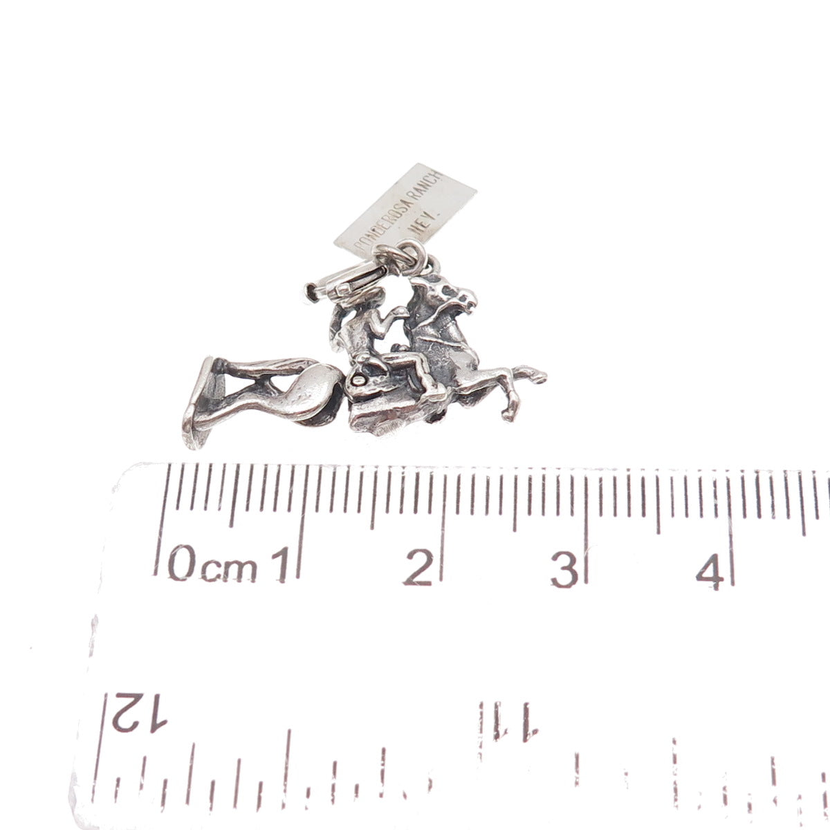 Bell Trading Post 925 Sterling Silver Vintage Rodeo Cowboy Spring Ring Pendant