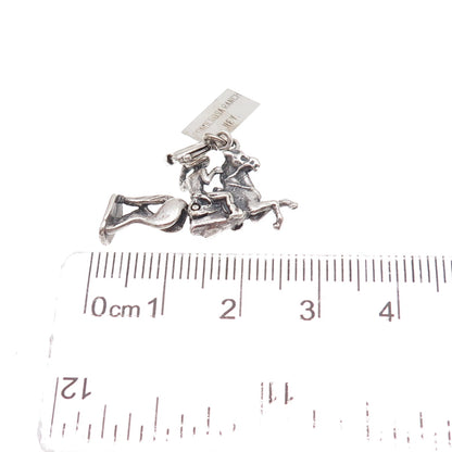 Bell Trading Post 925 Sterling Silver Vintage Rodeo Cowboy Spring Ring Pendant