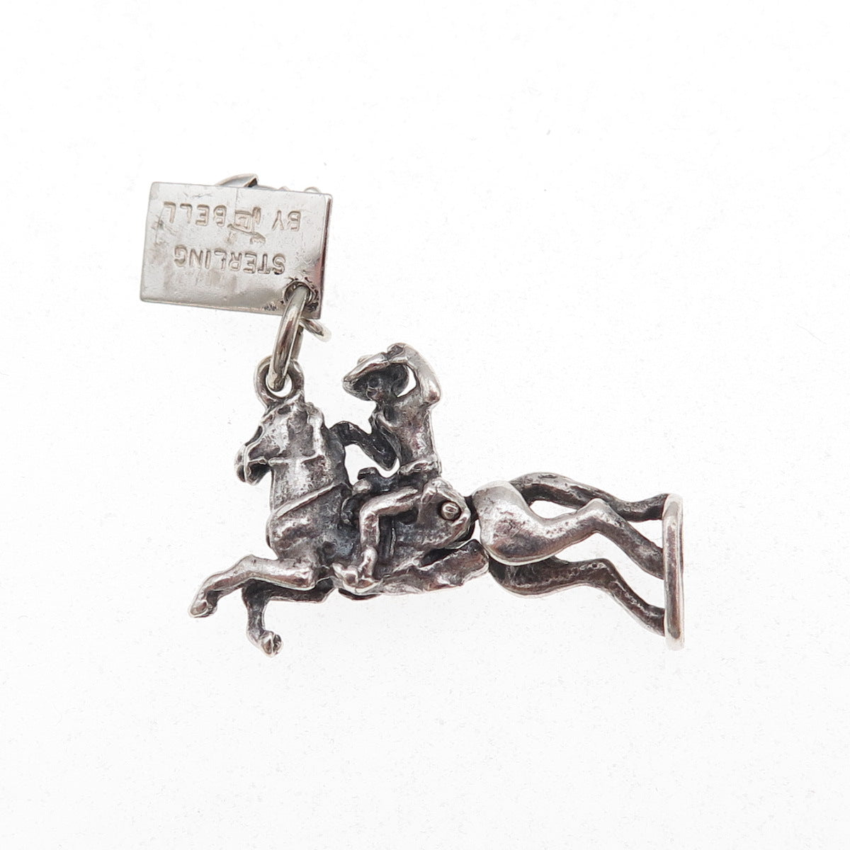 Bell Trading Post 925 Sterling Silver Vintage Rodeo Cowboy Spring Ring Pendant