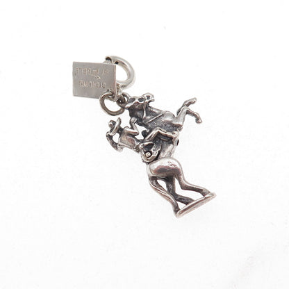 Bell Trading Post 925 Sterling Silver Vintage Rodeo Cowboy Spring Ring Pendant