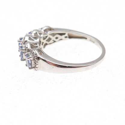 Chuck Clemency 925 Sterling Silver Real Oval-Cut Tanzanite Ring Size 7.75