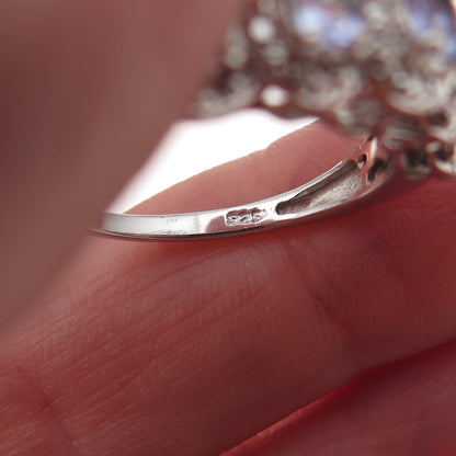 Chuck Clemency 925 Sterling Silver Real Oval-Cut Tanzanite Ring Size 7.75