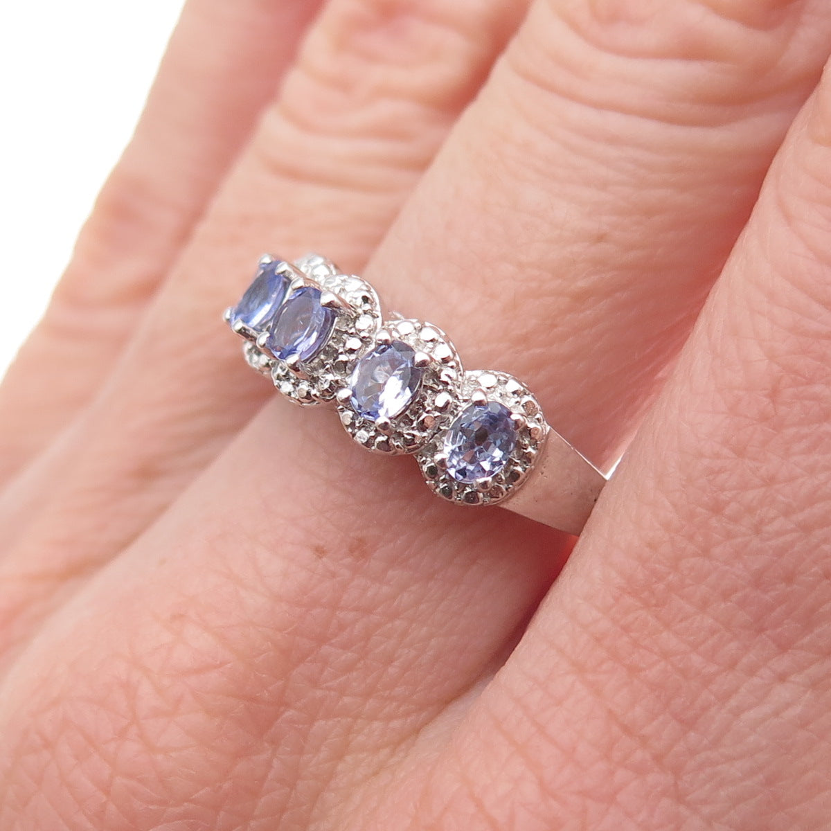 Chuck Clemency 925 Sterling Silver Real Oval-Cut Tanzanite Ring Size 7.75