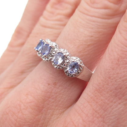 Chuck Clemency 925 Sterling Silver Real Oval-Cut Tanzanite Ring Size 7.75