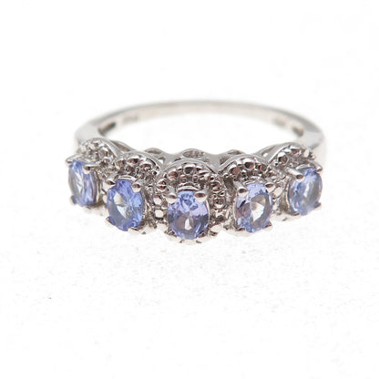 Chuck Clemency 925 Sterling Silver Real Oval-Cut Tanzanite Ring Size 7.75