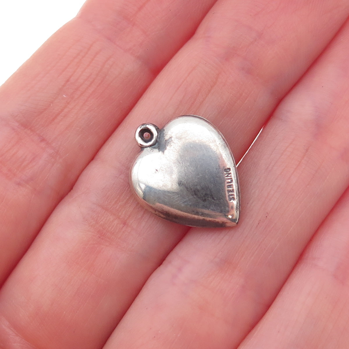 925 Sterling Silver Antique Art Deco Forget Me Not Heart Chatelaine Pendant