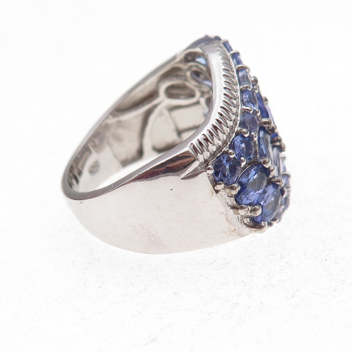 Chuck Clemency Sterling Silver Real Oval & Round-Cut Tanzanite Ring Size 8.25
