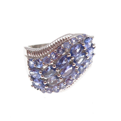 Chuck Clemency Sterling Silver Real Oval & Round-Cut Tanzanite Ring Size 8.25