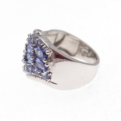 Chuck Clemency Sterling Silver Real Oval & Round-Cut Tanzanite Ring Size 8.25