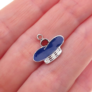 Breadner Co. 925 Sterling Silver Vintage Enamel Hat Charm Pendant