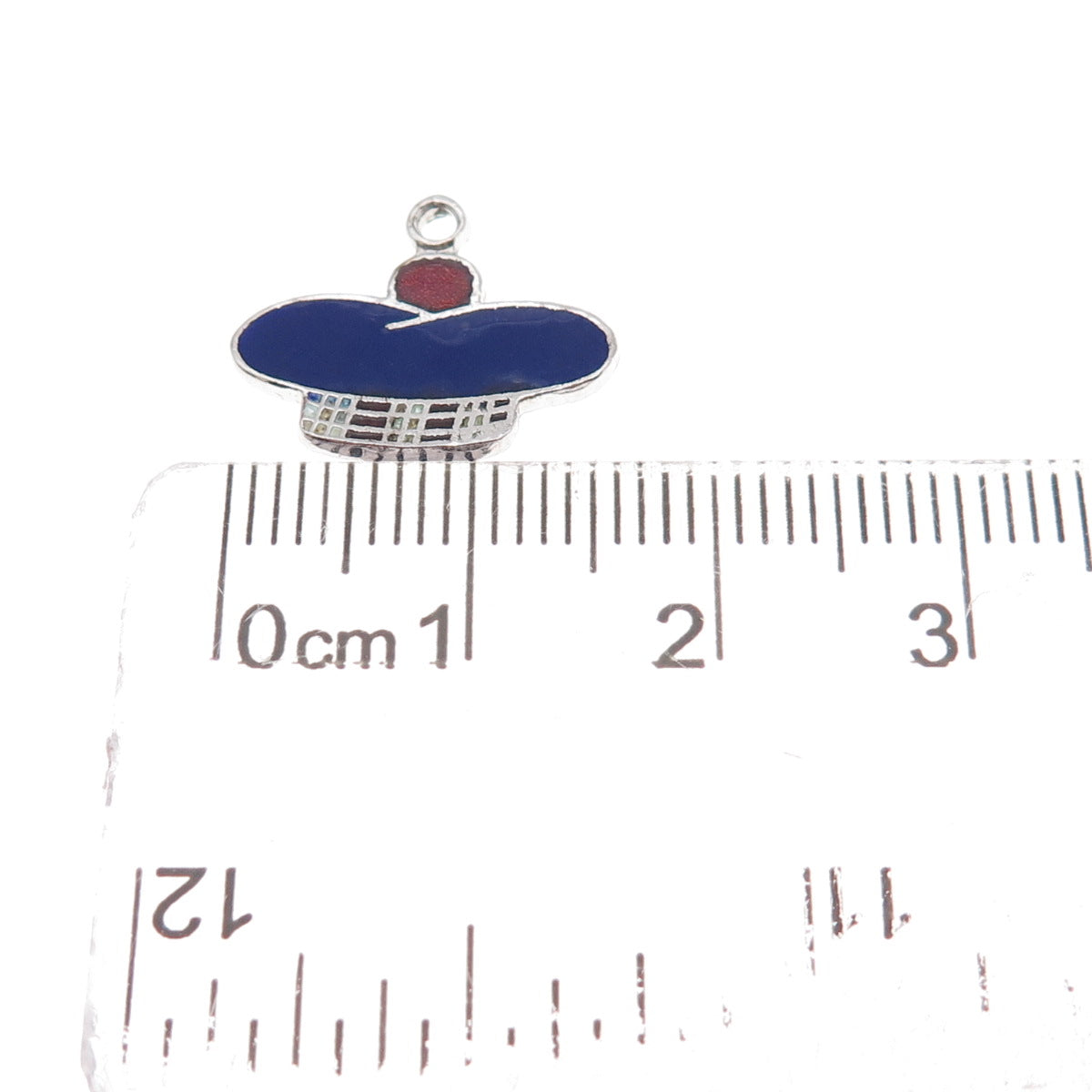 Breadner Co. 925 Sterling Silver Vintage Enamel Hat Charm Pendant