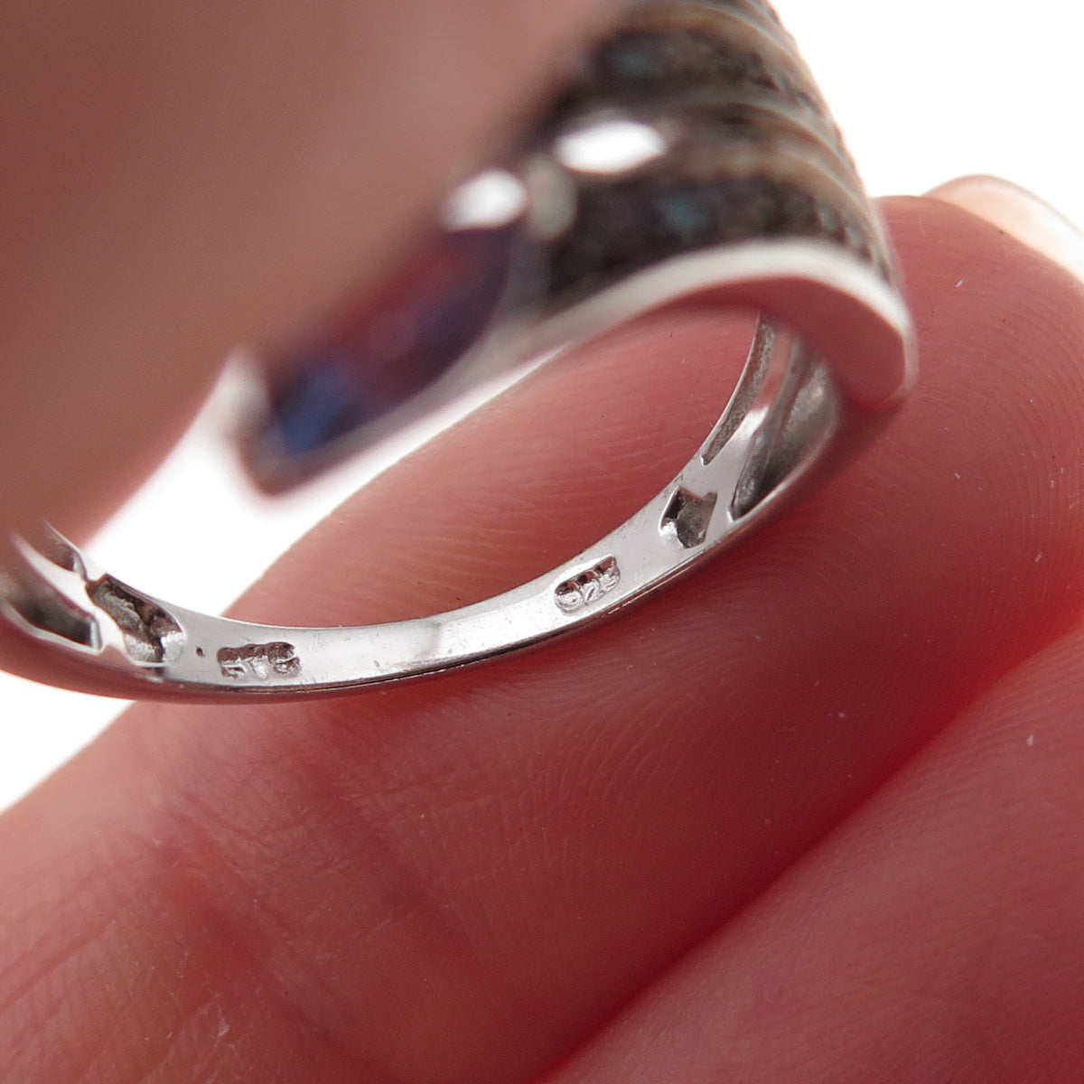 Chuck Clemency 925 Sterling Silver Real Blue Diamond & Tanzanite Ring Size 8.25