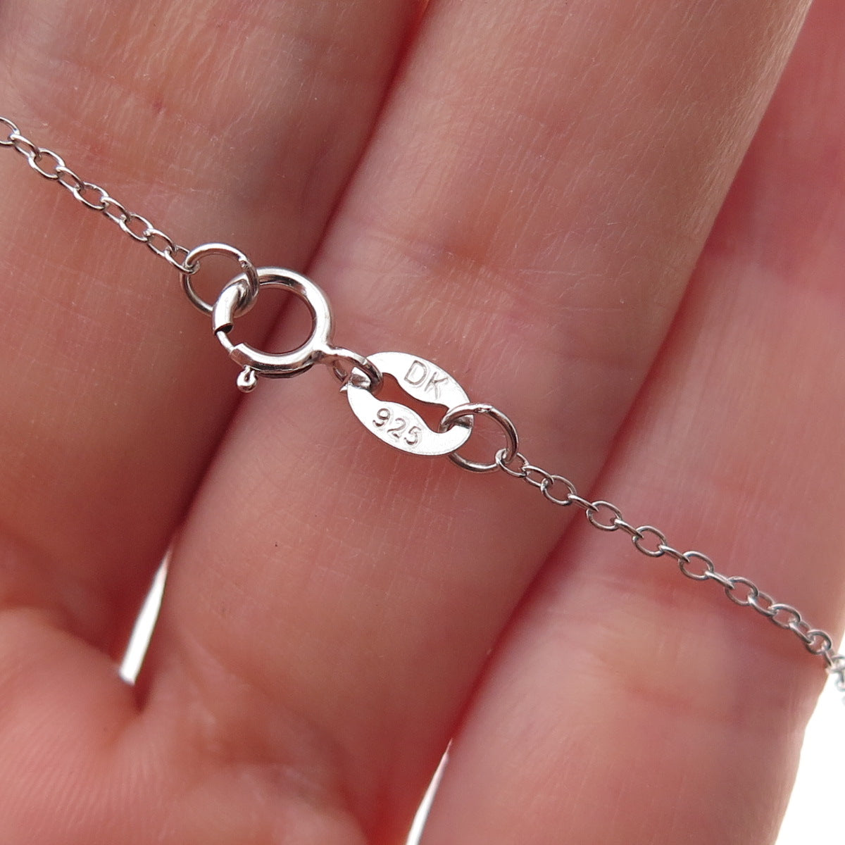 Heng Ngai 925 Sterling Silver Real Blue & White Topaz Heart Chain Necklace 18"