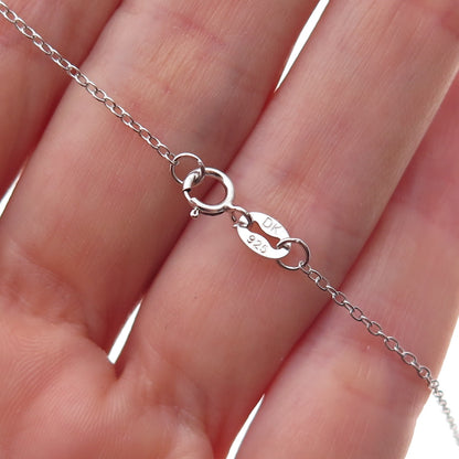 Heng Ngai 925 Sterling Silver Real Blue & White Topaz Heart Chain Necklace 18"
