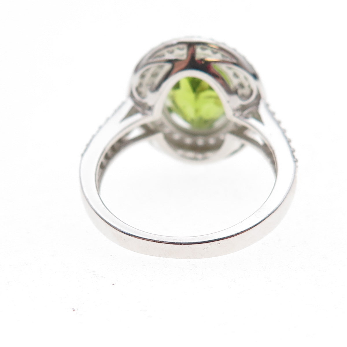 925 Sterling Silver Real Peridot & White Topaz Ring Size 6