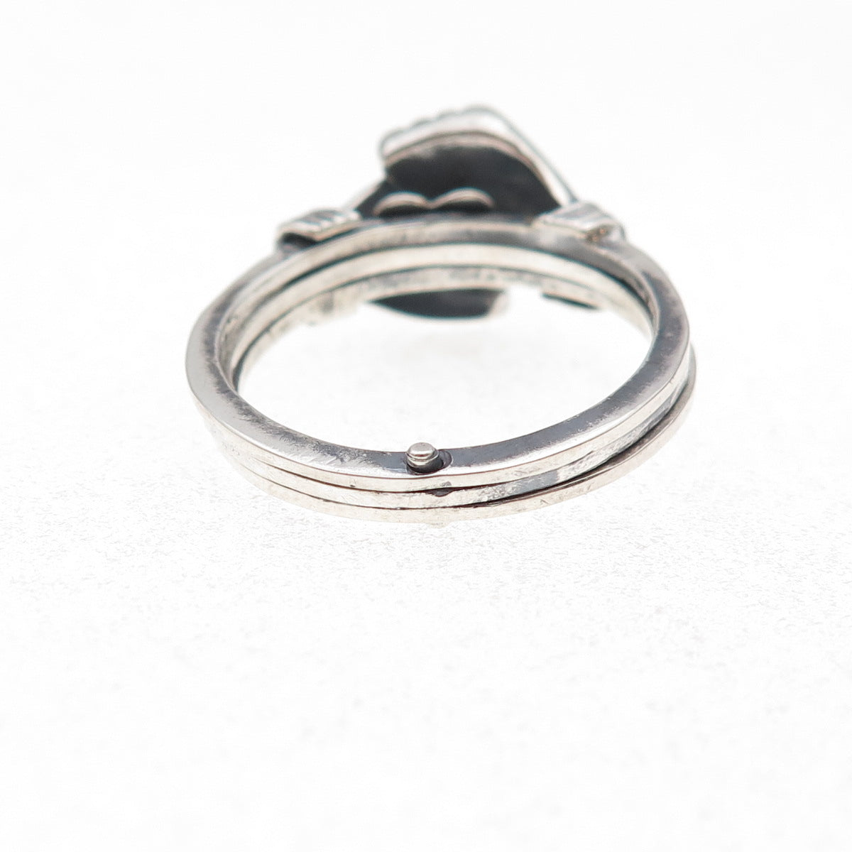 925 Sterling Silver Vintage Fede Gimmel Friendship Oxidized Folding Ring Size 9