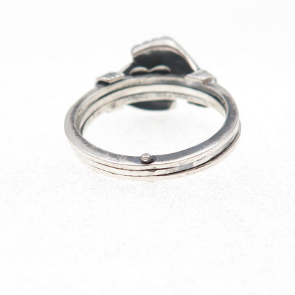 925 Sterling Silver Vintage Fede Gimmel Friendship Oxidized Folding Ring Size 9