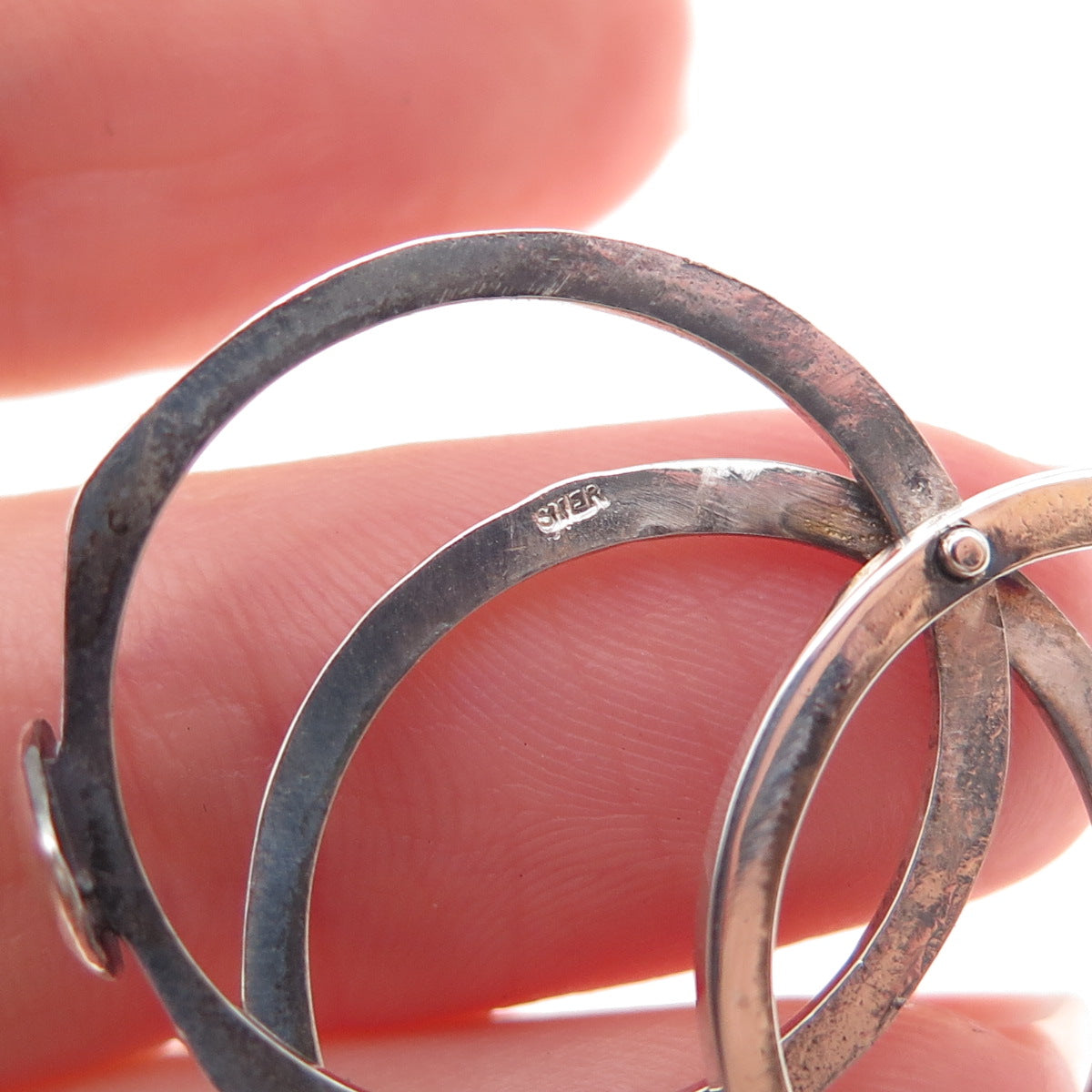 925 Sterling Silver Vintage Fede Gimmel Friendship Oxidized Folding Ring Size 9