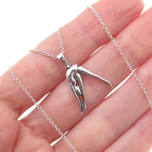 925 Sterling Silver Vintage Gymnast Cable Chain Necklace 18"