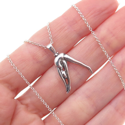 925 Sterling Silver Vintage Gymnast Cable Chain Necklace 18"