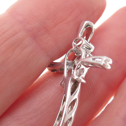 Alwand Vahan 925 Sterling Silver Real Diamond Angel Cross Slide Charm Pendant