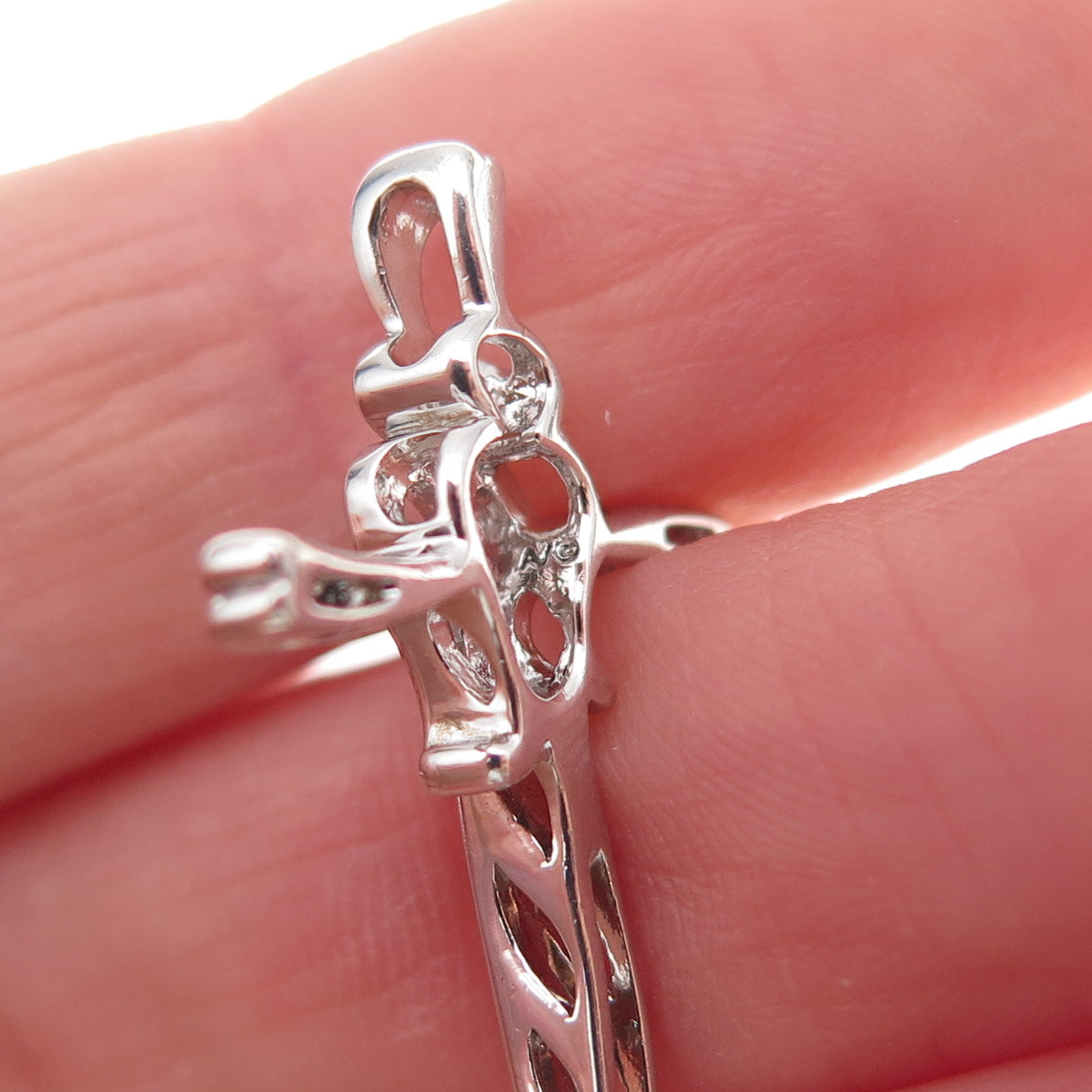 Alwand Vahan 925 Sterling Silver Real Diamond Angel Cross Slide Charm Pendant