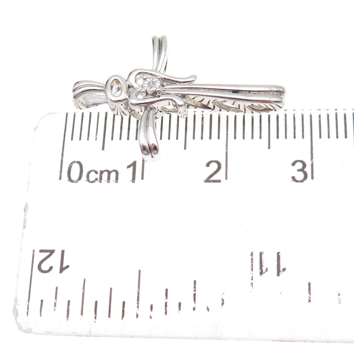 Alwand Vahan 925 Sterling Silver Real Diamond Angel Cross Slide Charm Pendant
