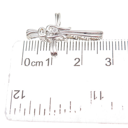 Alwand Vahan 925 Sterling Silver Real Diamond Angel Cross Slide Charm Pendant