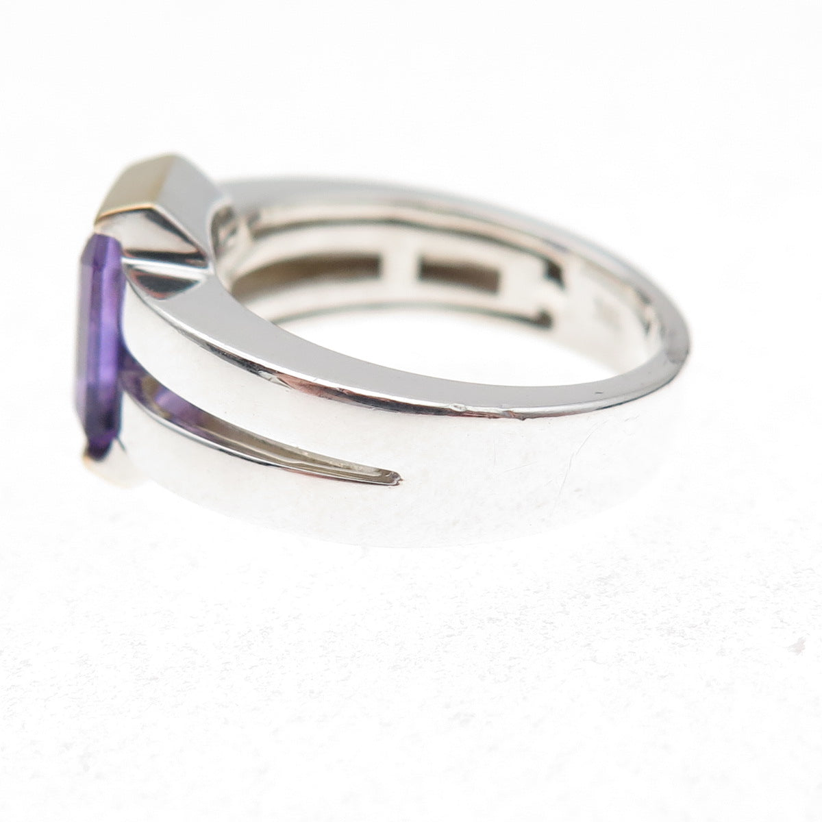 Jewelry Concepts 925 Sterling Silver 18K Gold Real Amethyst Ring Size 7.25
