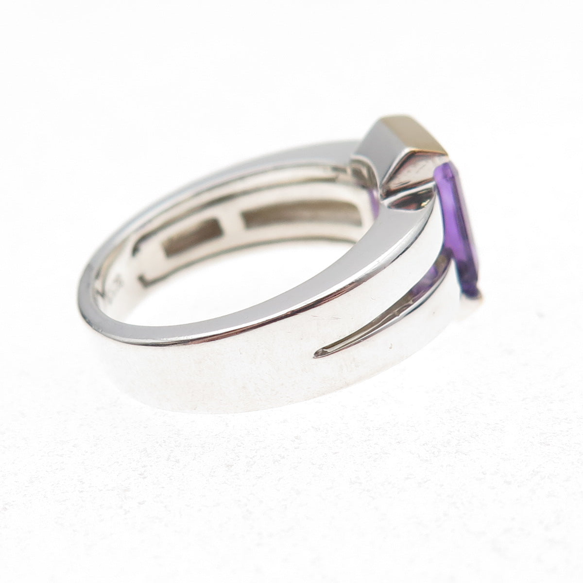 Jewelry Concepts 925 Sterling Silver 18K Gold Real Amethyst Ring Size 7.25