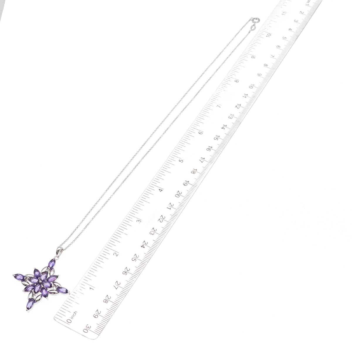 925 Sterling Silver Mexico Real Amethyst Cross Cable Chain Necklace 18"