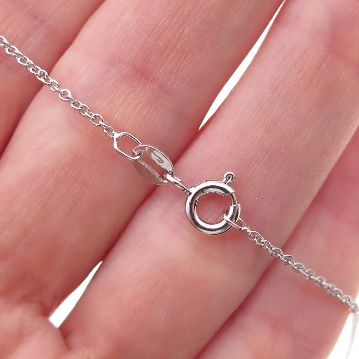 925 Sterling Silver Real Diamond Number 8 Infinity Cable Chain Necklace 18"